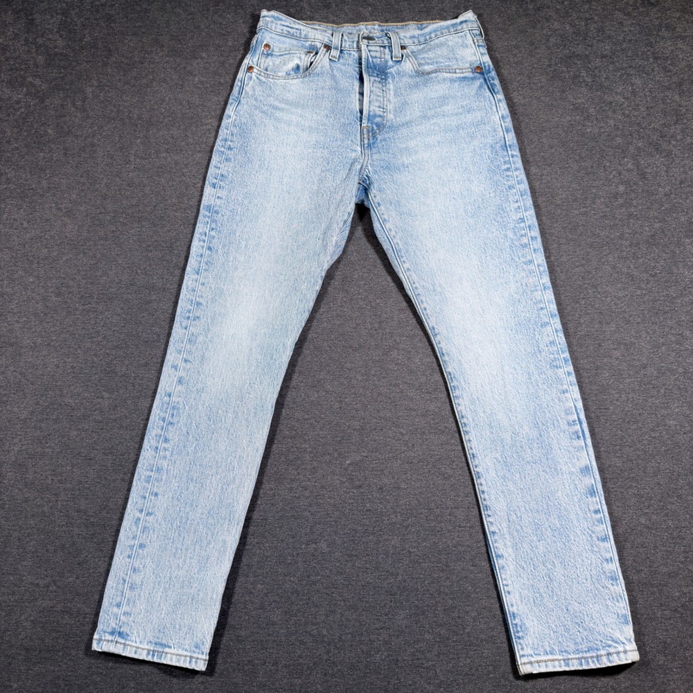 Levi's 501 S Skinny Jeans Women 26x28 Light Wash Blue Denim Button Fly Premium